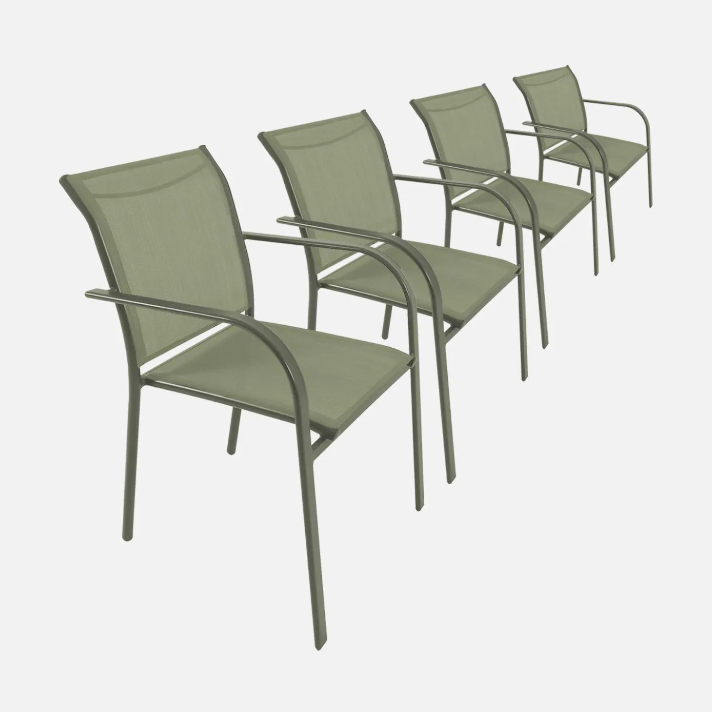 Silla de jardín de aluminio y textileno, set de 4