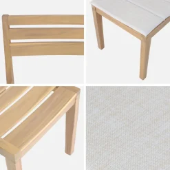 Silla de jardín de madera de acacia con cojín, set de 2