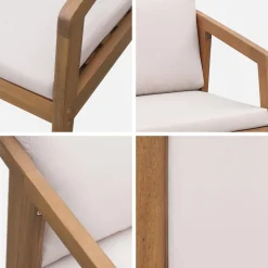 Silla de jardín de madera de acacia, set de 2