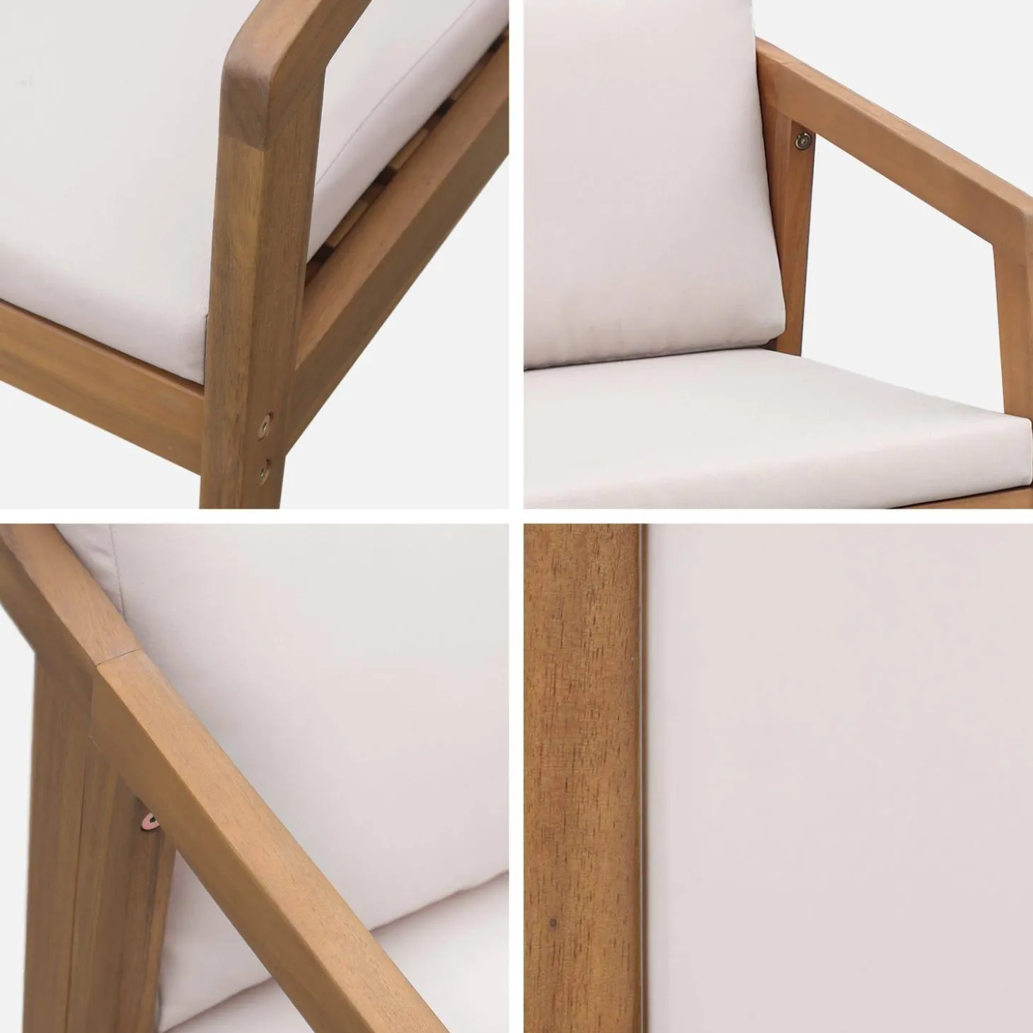 Silla de jardín de madera de acacia, set de 2
