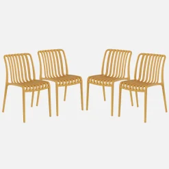 Silla de jardín de plástico, apilable, set de 4