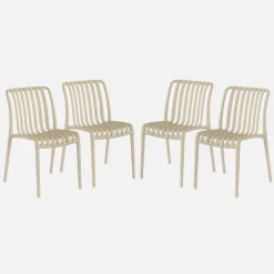 Silla de jardín de plástico, apilable, set de 4
