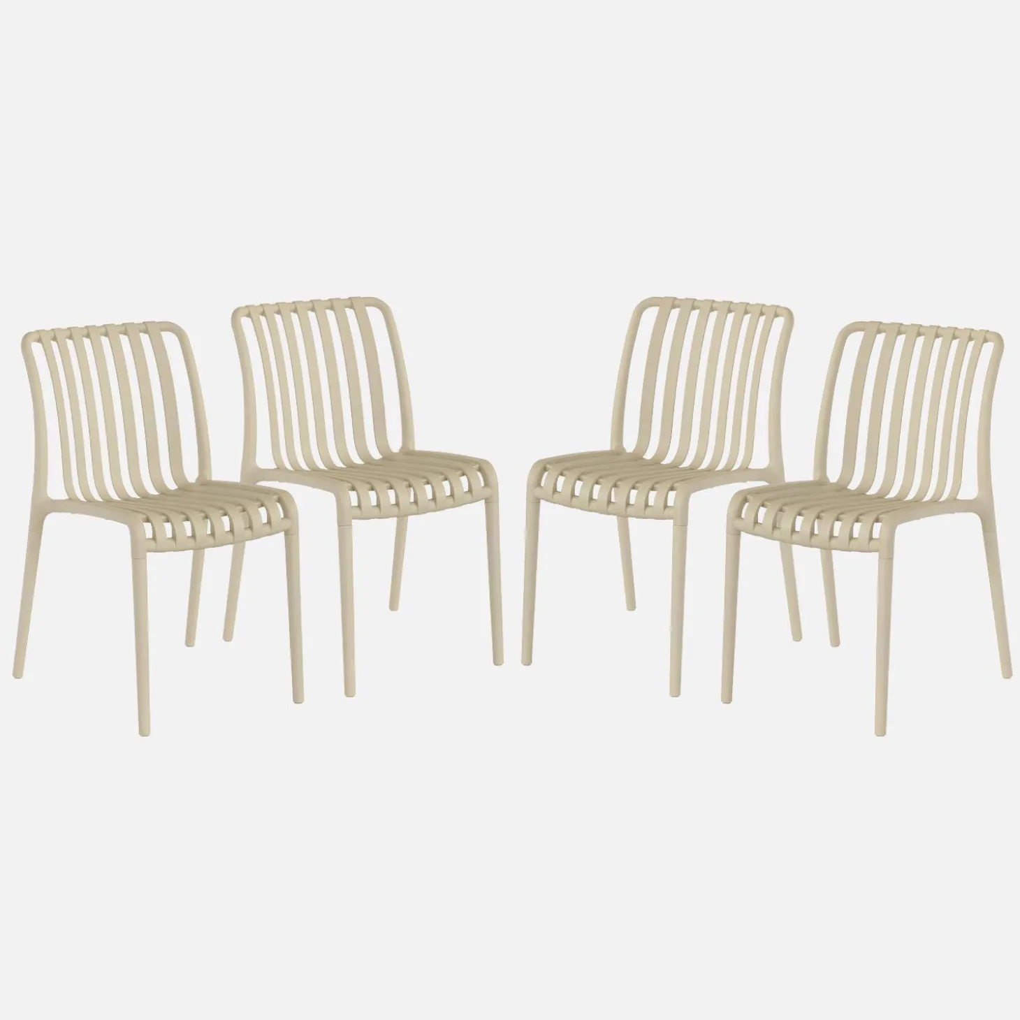 Silla de jardín de plástico, apilable, set de 4