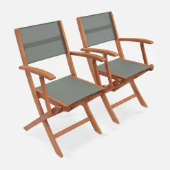 Silla de jardín plegable de madera de eucalipto, set de 2