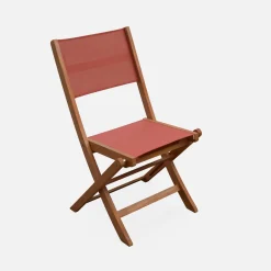 Silla de jardín plegable de madera de eucalipto, set de 2