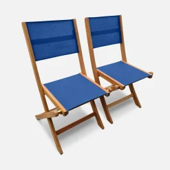 Silla de jardín plegable de madera de eucalipto, set de 2