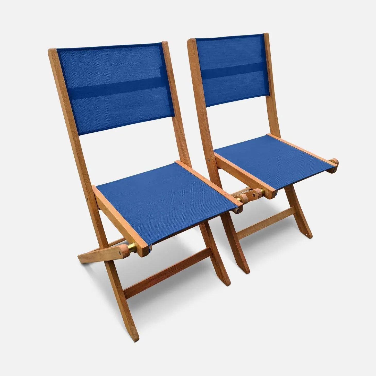 Silla de jardín plegable de madera de eucalipto, set de 2