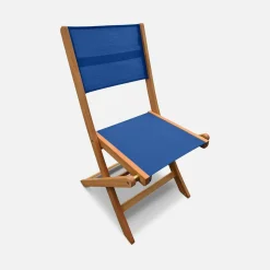 Silla de jardín plegable de madera de eucalipto, set de 2