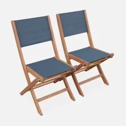 Silla de jardín plegable de madera de eucalipto, set de 2