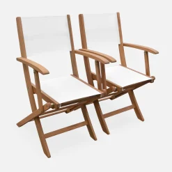 Silla de jardín plegable de madera de eucalipto, set de 2