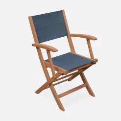Silla de jardín plegable de madera de eucalipto, set de 2