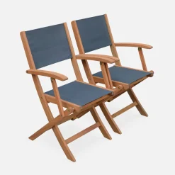Silla de jardín plegable de madera de eucalipto, set de 2
