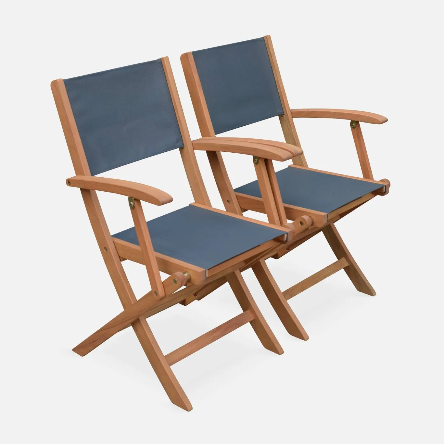Silla de jardín plegable de madera de eucalipto, set de 2