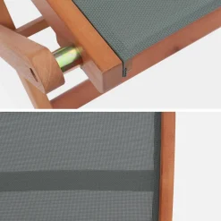 Silla de jardín plegable de madera de eucalipto, set de 2