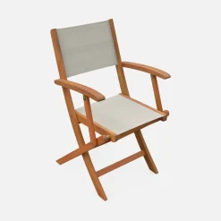 Silla de jardín plegable de madera de eucalipto, set de 2
