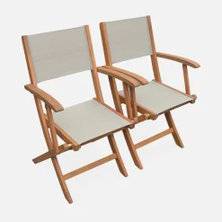 Silla de jardín plegable de madera de eucalipto, set de 2