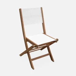 Silla de jardín plegable de madera de eucalipto, set de 2