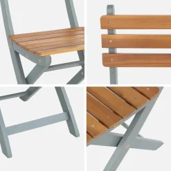 Silla de jardín plegable de madera de acacia (lote de 2)