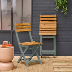 Silla de jardín plegable de madera de acacia (lote de 2)