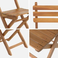 Silla de jardín plegable de madera de acacia (lote de 2)