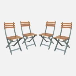 Silla de jardín plegable madera de acacia, set de 4