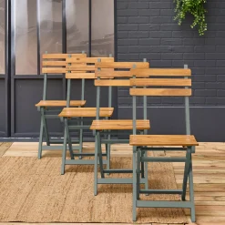 Silla de jardín plegable madera de acacia, set de 4