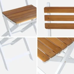 Silla de jardín plegable madera de acacia, set de 4