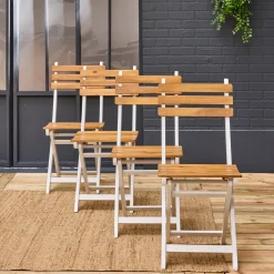 Silla de jardín plegable madera de acacia, set de 4