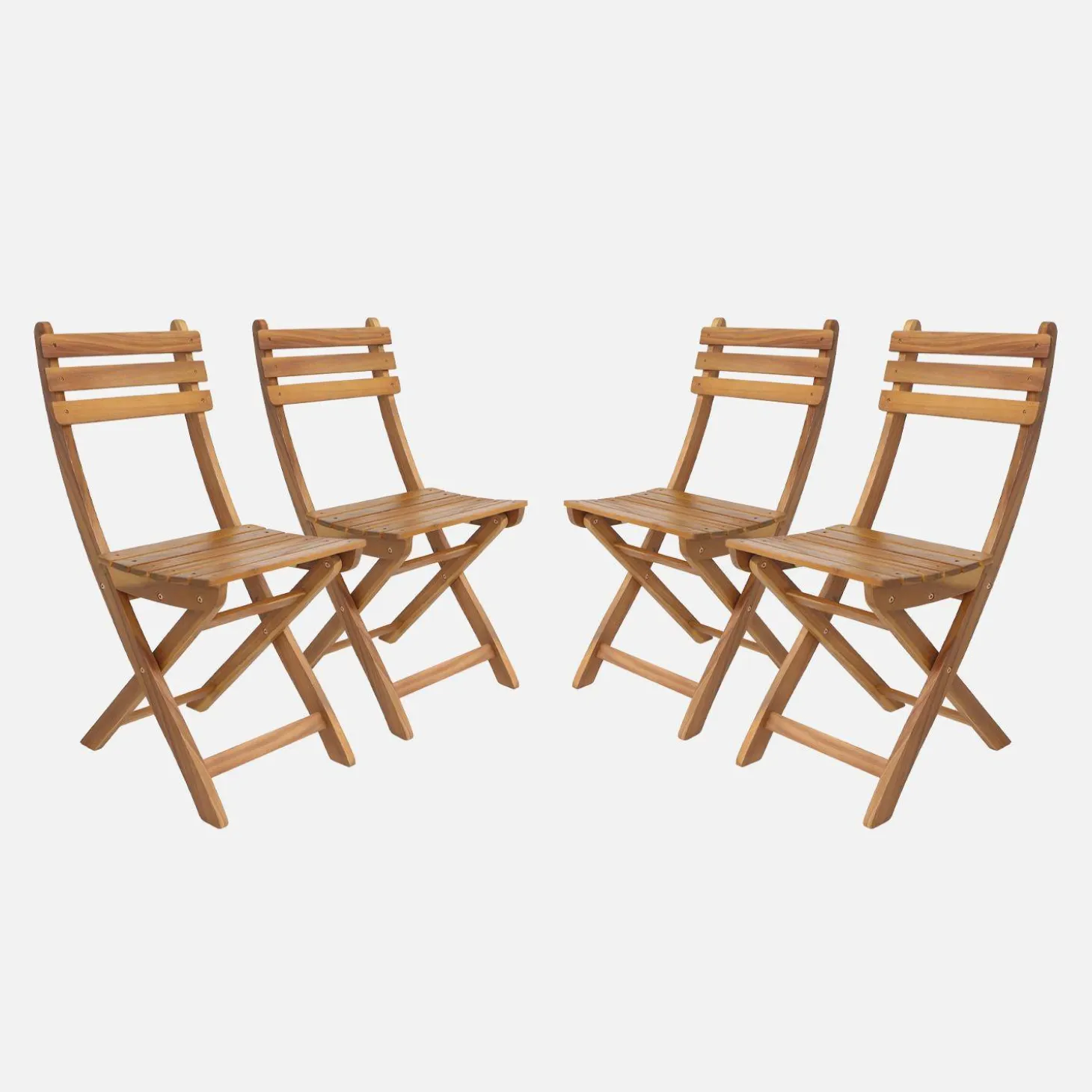 Silla de jardín plegable madera de acacia, set de 4