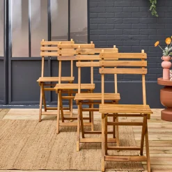 Silla de jardín plegable madera de acacia, set de 4