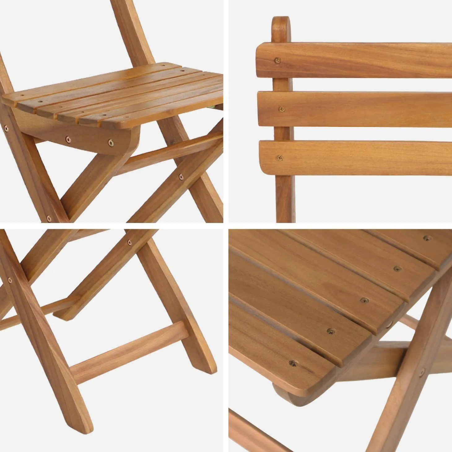 Silla de jardín plegable madera de acacia, set de 4