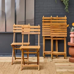 Silla de jardín plegable madera de acacia, set de 4