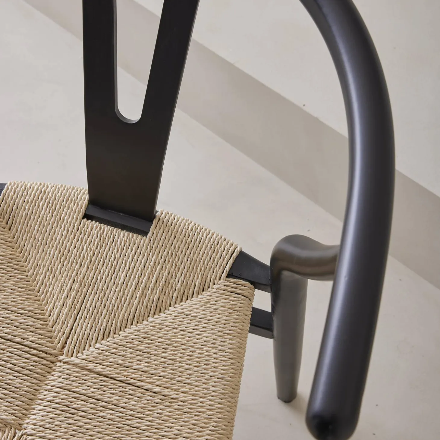 Silla de madera con asiento de cuerda, set de 2