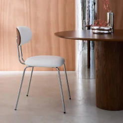 Silla de madera curvada teñida de nogal y tejido repelente al agua , set de 2
