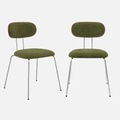 Silla de madera curvada teñida de nogal y tejido repelente al agua , set de 2