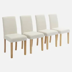 Silla de madera de hevea y borreguito, set de 4