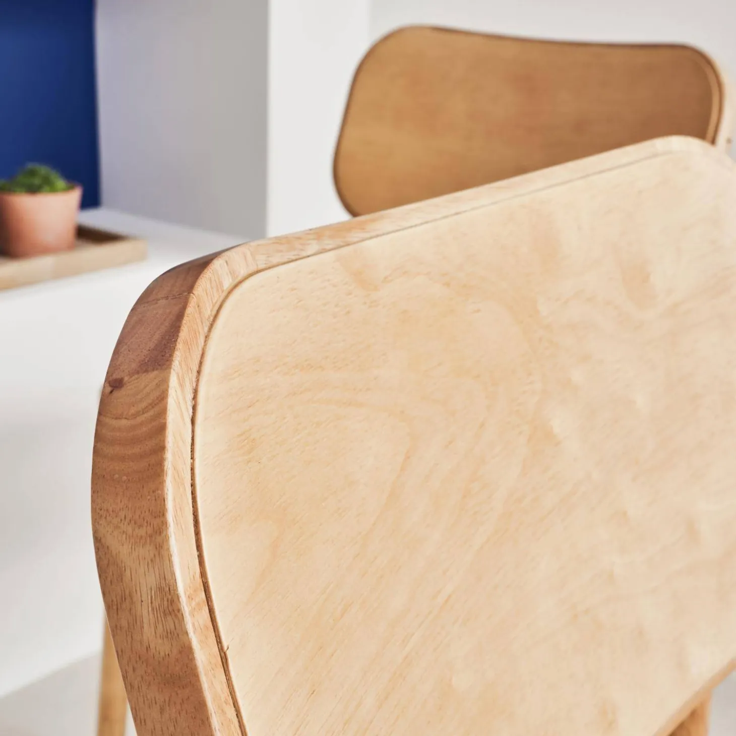 Silla de madera de hevea, set de 2