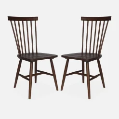 Silla de madera de hevea, set de 2