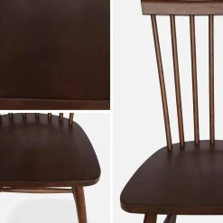 Silla de madera de hevea, set de 2