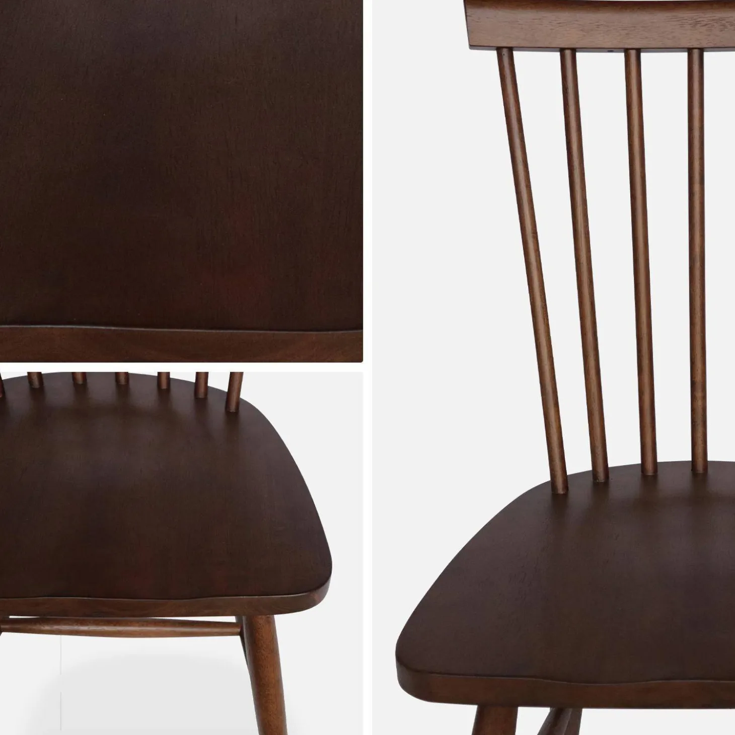 Silla de madera de hevea, set de 2