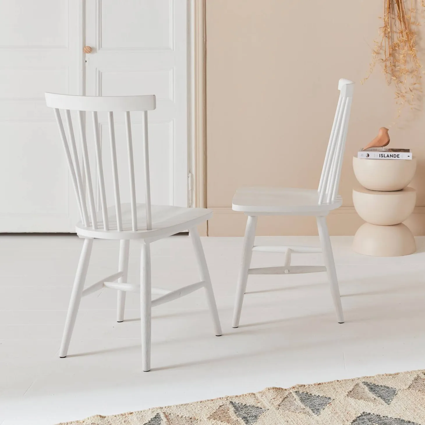 Silla de madera de hevea, set de 2