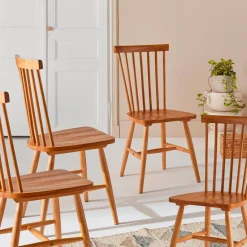 Silla de madera de hevea, set de 4
