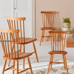 Silla de madera de hevea, set de 4