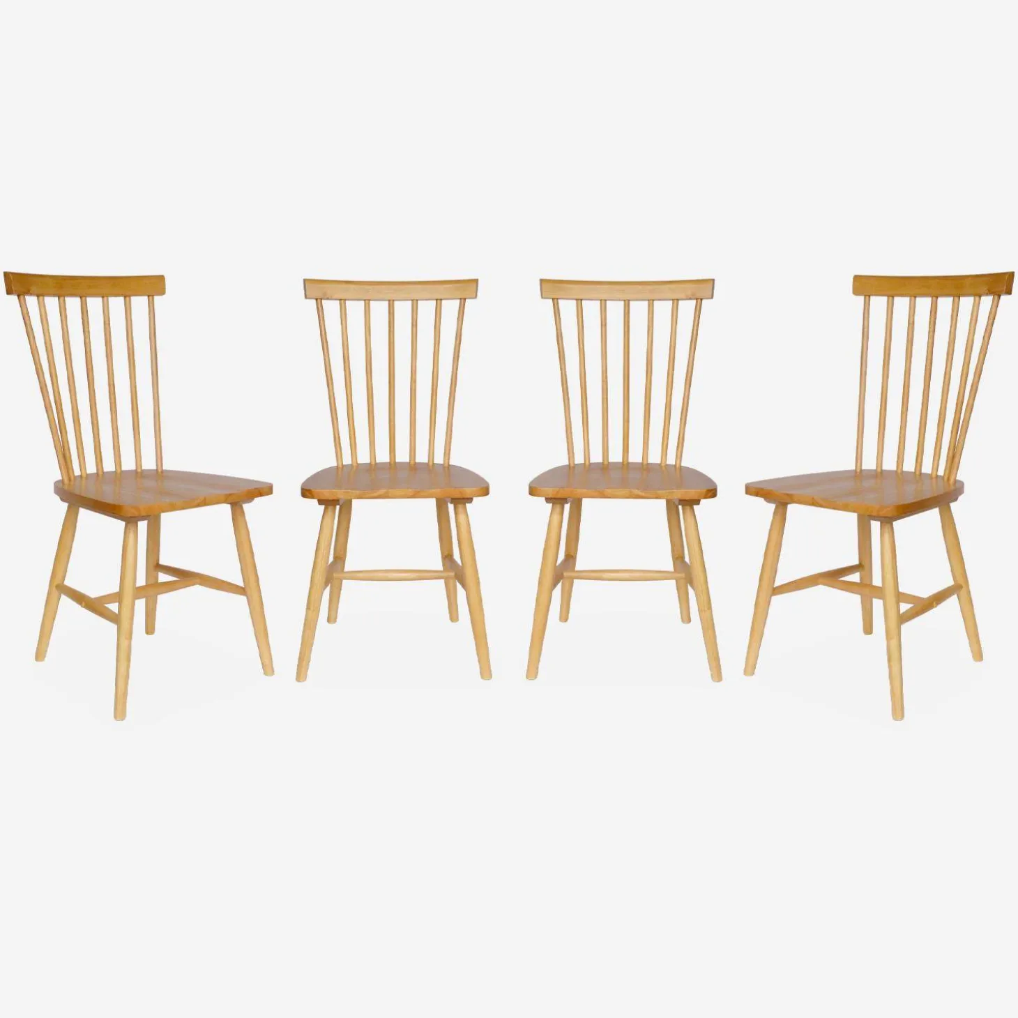 Silla de madera de hevea, set de 4