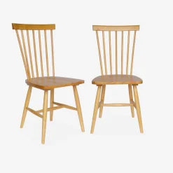Silla de madera de hevea, set de 2