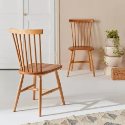 Silla de madera de hevea, set de 2