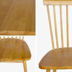 Silla de madera de hevea, set de 2