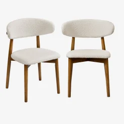 Silla de madera de hevea y tejido borreguito, set de 2
