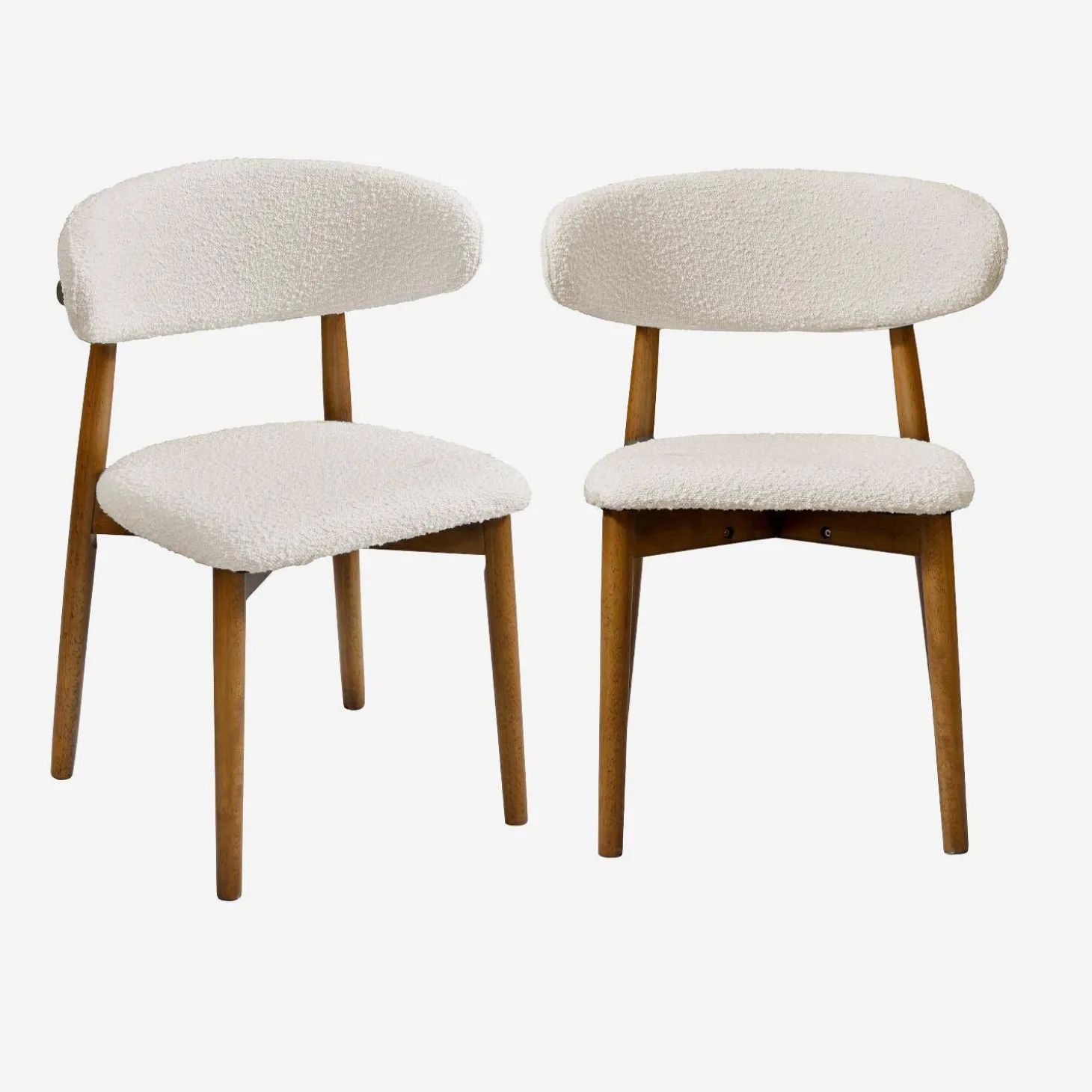 Silla de madera de hevea y tejido borreguito, set de 2