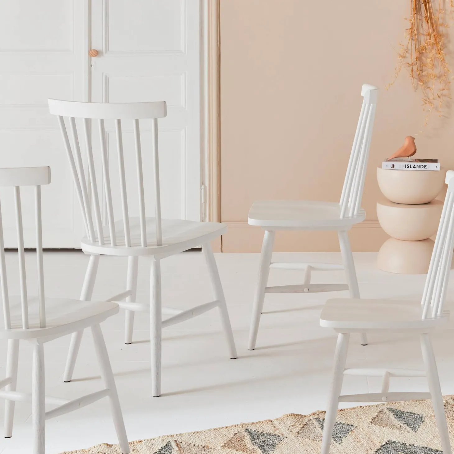 Silla de madera de hevea, set de 4